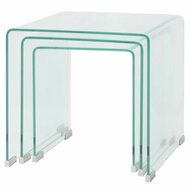 Meubelen-Online - Bijzettafel Nestor set 3-dlg transparant gehard glas