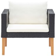 Loungeset Manson - bank met 2 stoelen en tafel - poly rattan zwart