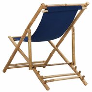 Ligstoel Beach bamboe en canvas marineblauw