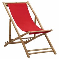 Ligstoel Beach bamboe en canvas rood