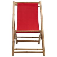 Ligstoel Beach bamboe en canvas rood