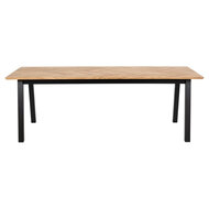 Eettafel Anders 220x95cm visgraat naturel met zwart