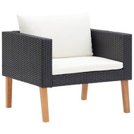 3-delige Loungeset Dick met kussens poly rattan zwart