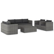 8-delige Loungeset Milou met kussens poly rattan grijs