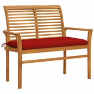 Tuinbank Elegance met rood kussen 112 cm massief teakhout