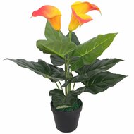 Kunst calla lelie plant met pot 45 cm rood en geel