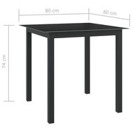 Tuintafel Wanda 80x80x74 cm aluminium en glas zwart