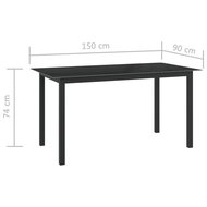 Tuintafel Wanda 150x90x74 cm aluminium en glas zwart