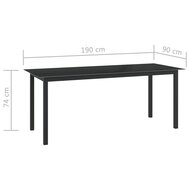 Tuintafel Wanda 190x90x74 cm aluminium en glas zwart