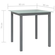 Tuintafel Wanda 80x80x74 cm aluminium en glas lichtgrijs