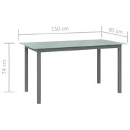 Tuintafel Wanda 150x90x74 cm aluminium en glas lichtgrijs