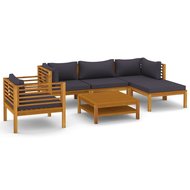 Loungeset Casimir met fauteuil massief hout 6-delig