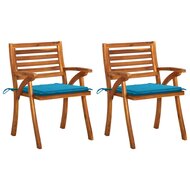 Tuinstoelen Adriana SET 2 st met kussens turquoise massief acaciahout