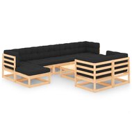 Loungeset Marcel 10-delig met antracietkleurige kussens grenenhout