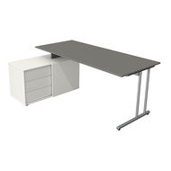 Kerkmann - Bureau Profi grafiet grijs met archiefkast 180x80cm