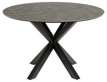 Eettafel Fairbanks rond 119cm zwart keramiek met metaal