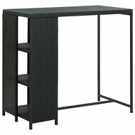 Bartafel Ondel met opbergrek 120x60x110 cm poly rattan zwart