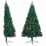 Kunstkerstboom met standaard half 150 cm PVC groen