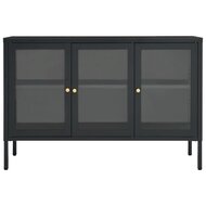 Dressoir 105x35x70 cm staal en glas antracietkleurig