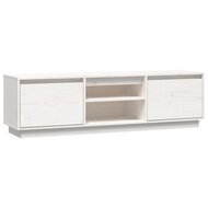 Tv-meubel Amber 140x35x40 cm massief grenenhout wit