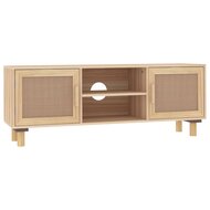 Tv-meubel Manu 105x30x40 cm massief grenenhout en rattan bruin