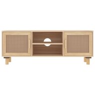 Tv-meubel Manu 105x30x40 cm massief grenenhout en rattan bruin