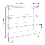 Boekenkast Francis 100X33X100 cm hout en staal eiken