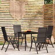 Tuinset Erik zwart tafel 80x80 cm met 4 stoelen