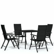 Tuinset Erik zwart tafel 80x80 cm met 4 stoelen