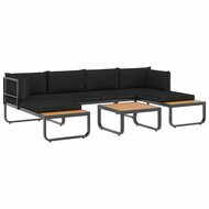 Loungeset Prince aluminium zwart met bruin 4-delig