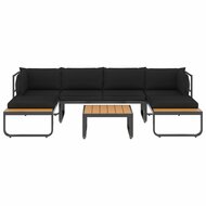 Loungeset Prince aluminium zwart met bruin 4-delig