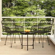 Tuinset Idaho Poly Rattan Zwart tafel met 2 stoelen