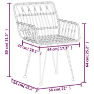 Tuinset Idaho Poly Rattan Zwart tafel met 2 stoelen