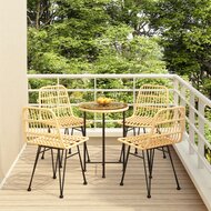 Tuinset Hansa Poly Rattan blank tafel met 4 stoelen