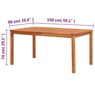 Tuintafel Dennis 150X90X74 Cm Massief Acaciahout