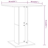 Bistrotafel 60X60X75 Cm Bewerkt Hout Bruineikenkleurig