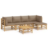 Loungeset Palmas Met Kussens Bamboe Taupe 6-delig