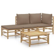 Loungeset Palmas Met Kussens Bamboe Taupe 4-delig