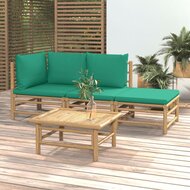 Loungeset Palmas Met Kussens Bamboe Groen 4-delig