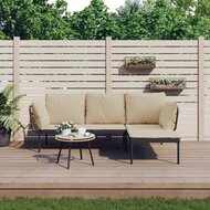 3-Delige Loungeset Hinke Met Kussens Poly Rattan Beige