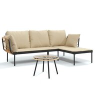 3-Delige Loungeset Hinke Met Kussens Poly Rattan Beige