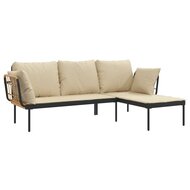 3-Delige Loungeset Hinke Met Kussens Poly Rattan Beige