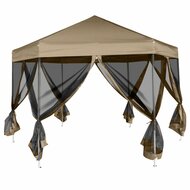 Partytent Met Wanden Zeshoekig 3,6X3,1 M Taupe 220 G/M&sup2;