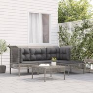 5-Delige Loungeset Burman Met Kussens Poly Rattan Grijs