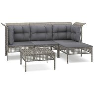 5-Delige Loungeset Burman Met Kussens Poly Rattan Grijs