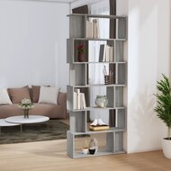 Boekenkast Roomdivider 80X24X192 Cm Bewerkt Hout Grijs