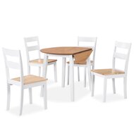 Eethoek Rosalin Mdf En Rubberwood Wit 5-Delig rond