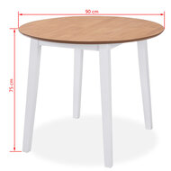 Eethoek Rosalin Mdf En Rubberwood Wit 5-Delig rond