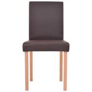 Eethoek Annet  6 stoelen kunstleer bruin met eiken tafel 