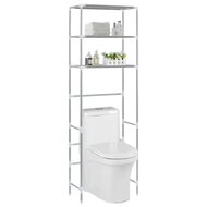 Opbergrek Voor Boven Toilet 3-Laags 53X28X169 Cm Zilverkleurig